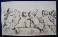 Hollar, Wenzel,Drei Engel und zwei Kinder. Radierung