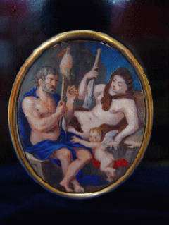 Miniatur, Italien, Antikes Original 18.Jahrh., Herakles bei Omphale