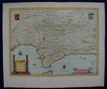 BLAEU, W. ANDALUSIEN, Spain, Antique MAP copper engraving dated 1609 A.D.