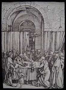 DURER, Albrecht (1471-1528). "The high priest rejects Joachim and his sacrifice".