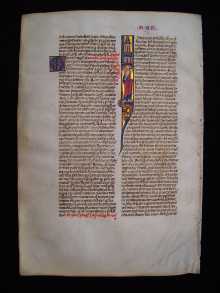 Bible, original MEDIEVAL  leaf c. 1250 A.D. France.