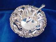 Antique Art Nouveau BOWL, dated about 1900. With one silver spoon.