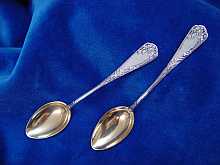 Antique. Pair of small Spoons, dated about 1890. German.