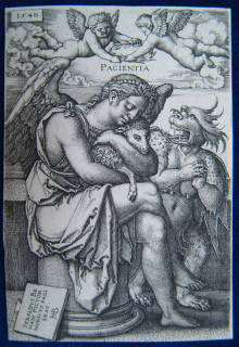 BEHAM, Hans Sebald,Patientia - Die Geduld, antiker Kupferstich, antique copper-engraving