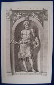 GOLTZIUS, Hendrick (1558 - 1617)."VULCANUS", antiker Kupferstich von 1592 A.D.