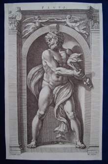 GOLTZIUS, Hendrick (1558 - 1617). "PLUTO", antiker Kupferstich von 1592 A.D. Museal.