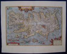 ORTELIUS, ISLANDIA, antike Landkarte von Island, datiert 1603 A.D. ORTELIUS, ISLANDIA, antique Map of Iceland, dated 1603 A.D.