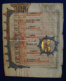 Mittelalterliches Pergament, Manuskript aus einem Stundenbuch, Medieval vellum, Utrecht 13th-century
