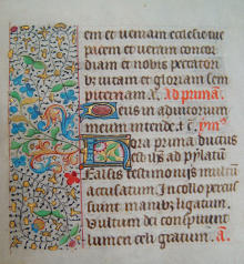 Mittelalterliches Manuskript, Manuskriptblatt aus einem Stundenbucht