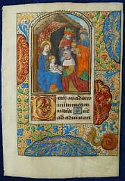 Illuminiertes Manuskript auf Pergament, Stundenbuch,Rouen,Miniature, illuminated manuscript on vellum