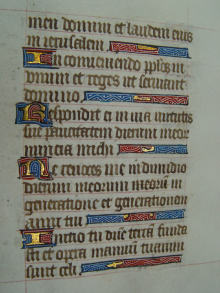 Mittelalterliches Pergament aus einem Stundenbuch, illuminiert/vergoldet
