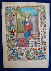 Heilige Barbara, Miniatur,Illuminiertes, Mittelealterliches Manuskript auf Pergament
