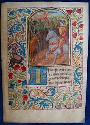 Sankt Hubertus, Mittelalterliche Miniatur,Manuskript, Pergament