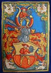Renaissance. Prachtvolle Wappen Miniatur, datiert um 1550 A.D., Nürnberg.