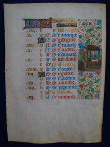 Stundenbuch Blatt mit Miniatur "September", um 1460 A.D. Frankreich, Paris.